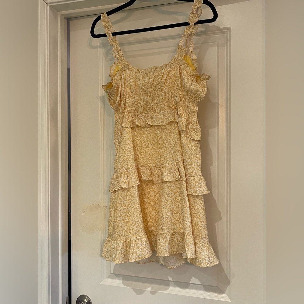 Princess Polly Cream and Yellow Tiered Mini Dress - Picture 2 of 3